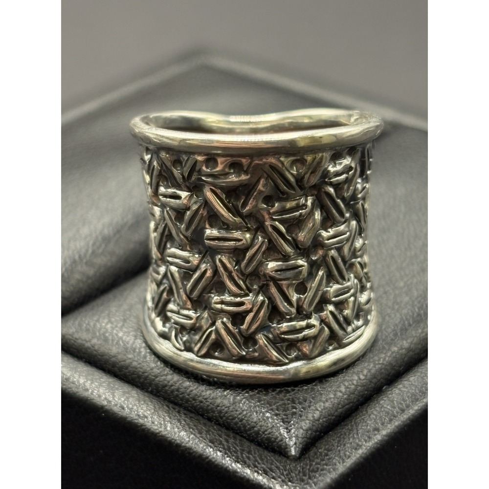 New Condition Sterling Silver Basket Weave Band Ring 925 Size 7 5.6 Grams F23